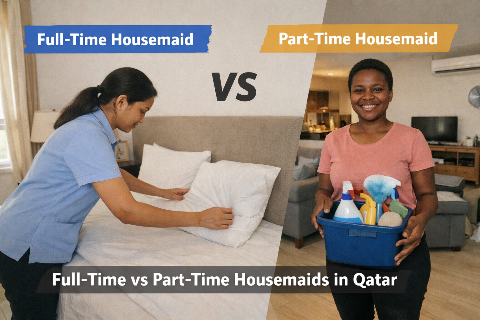 Služky v Kataru na plný vs. na částečný úvazek